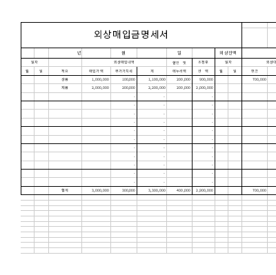 외상매입금명세서